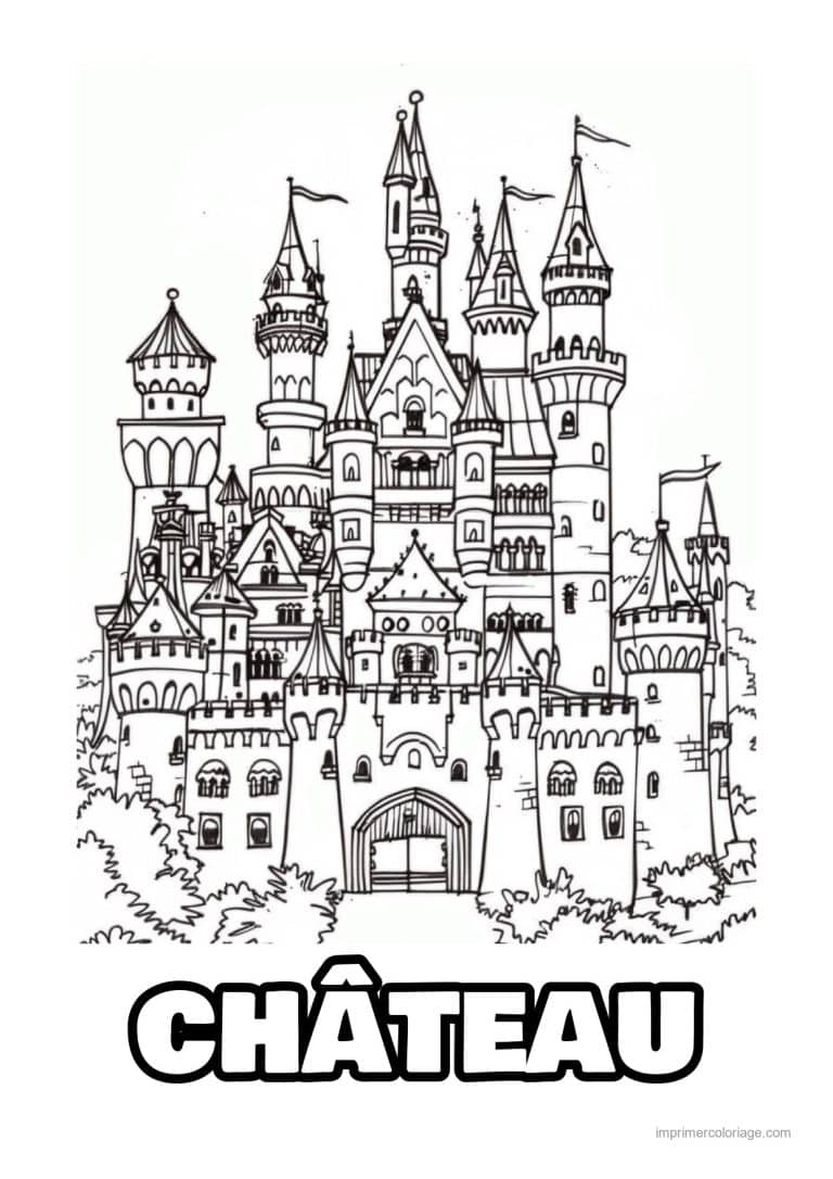 coloriage chateau de princesse 34 - dessin gratuit &agrave; imprimer