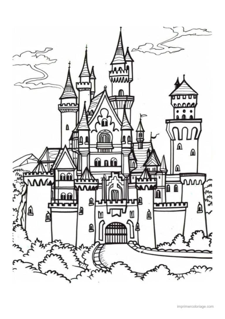 coloriage chateau de princesse 35 - dessin gratuit &agrave; imprimer