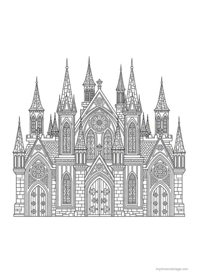 coloriage chateau fantastique 01 - dessin gratuit &agrave; imprimer