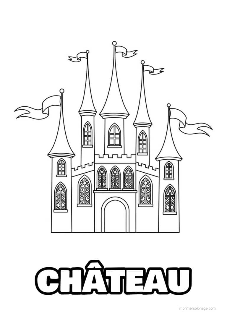 coloriage chateau fantastique 02 - dessin gratuit &agrave; imprimer