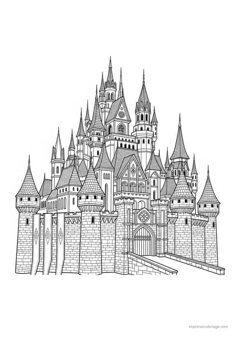 coloriage chateau fantastique 07 - dessin gratuit &agrave; imprimer