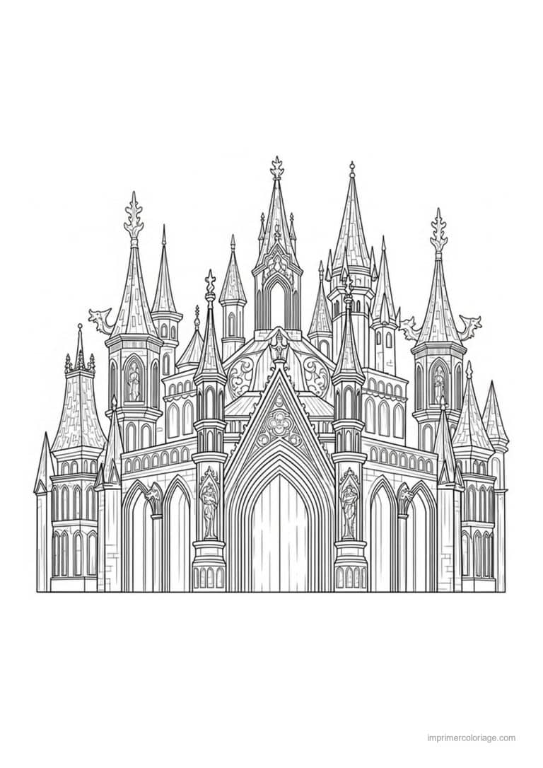 coloriage chateau fantastique 08 - dessin gratuit &agrave; imprimer
