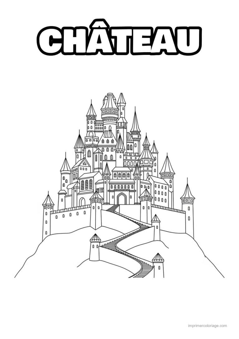 coloriage chateau fantastique 09 - dessin gratuit &agrave; imprimer