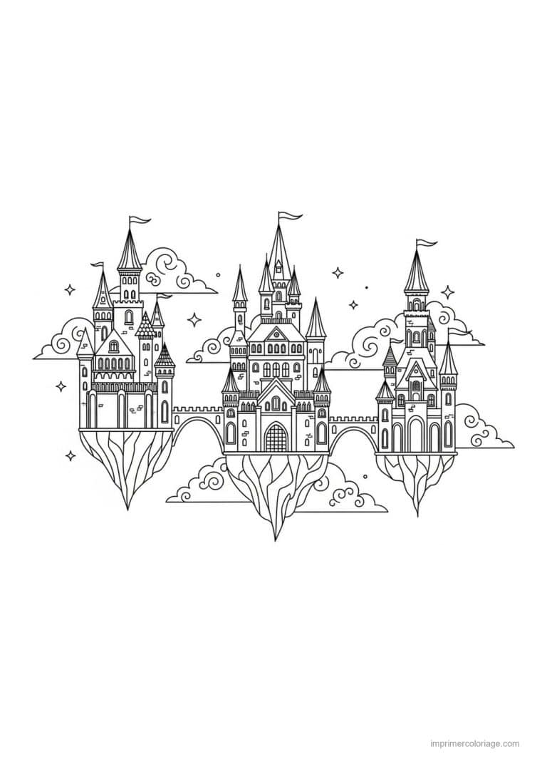 coloriage chateau fantastique 10 - dessin gratuit &agrave; imprimer