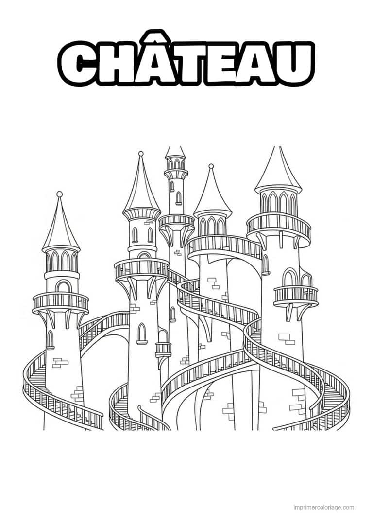 coloriage chateau fantastique 12 - dessin gratuit &agrave; imprimer