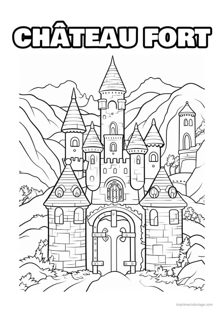coloriage chateau fort 01 - dessin gratuit &agrave; imprimer