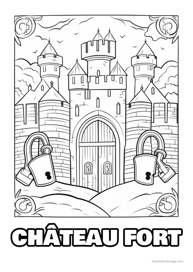 coloriage chateau fort 02 - dessin gratuit &agrave; imprimer