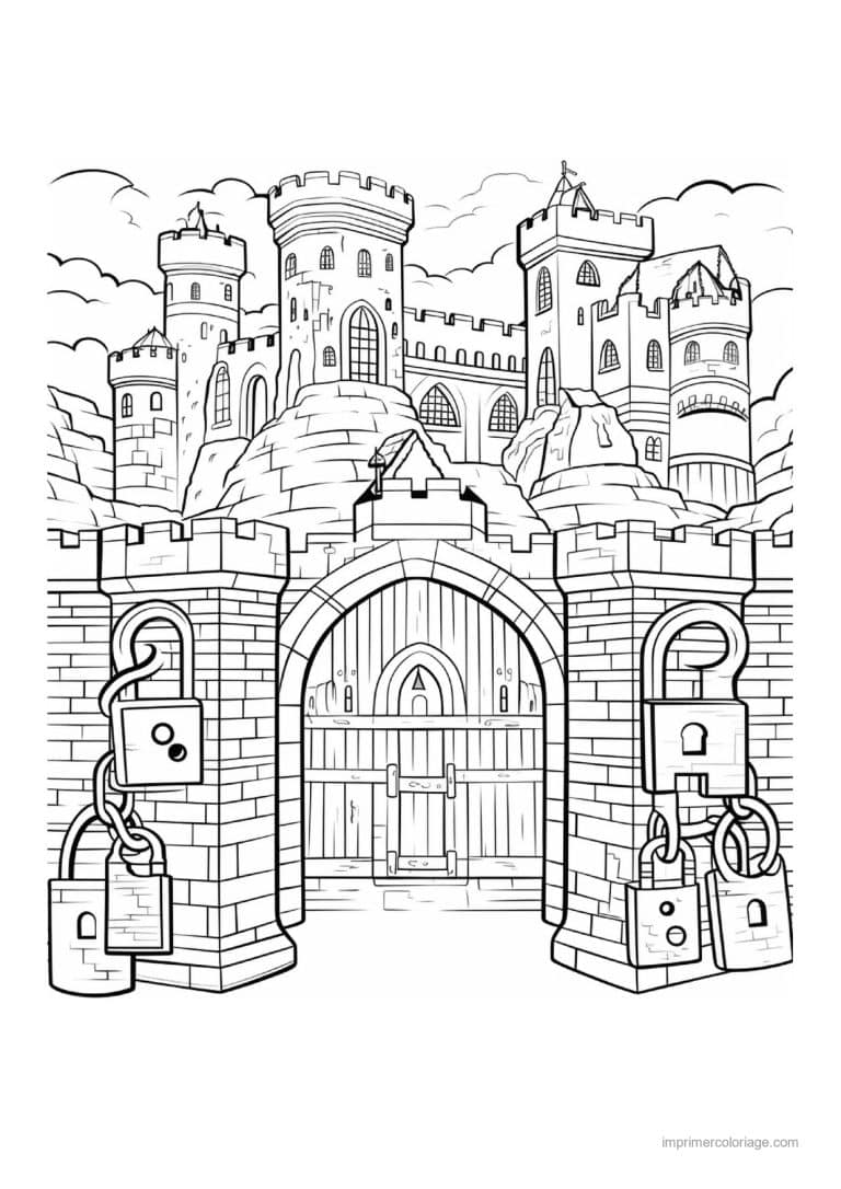 coloriage chateau fort 04 - dessin gratuit &agrave; imprimer