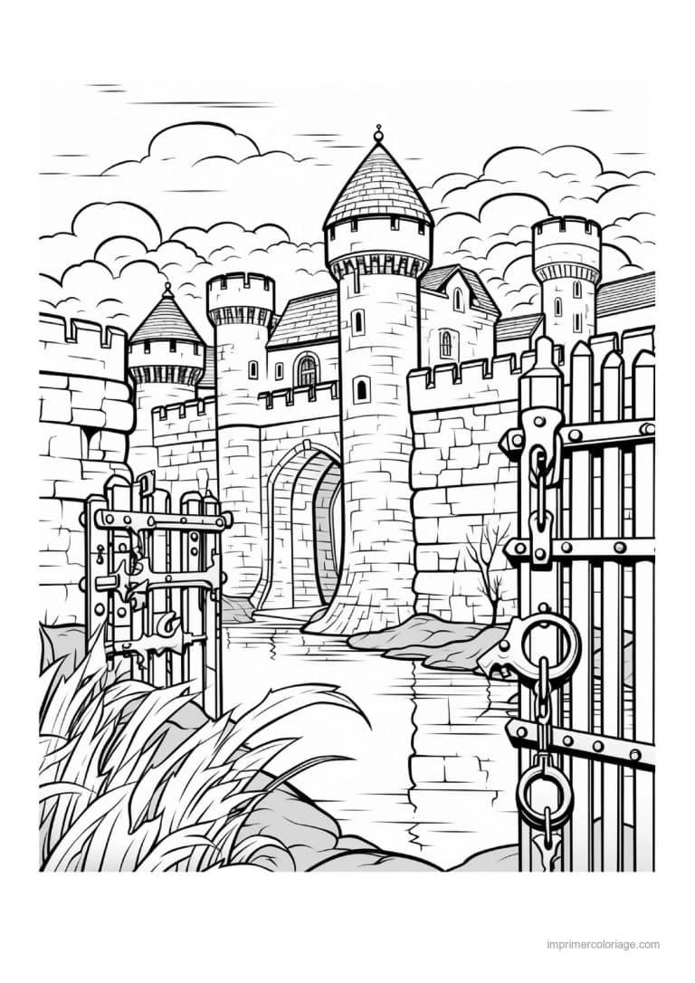 coloriage chateau fort 05 - dessin gratuit &agrave; imprimer