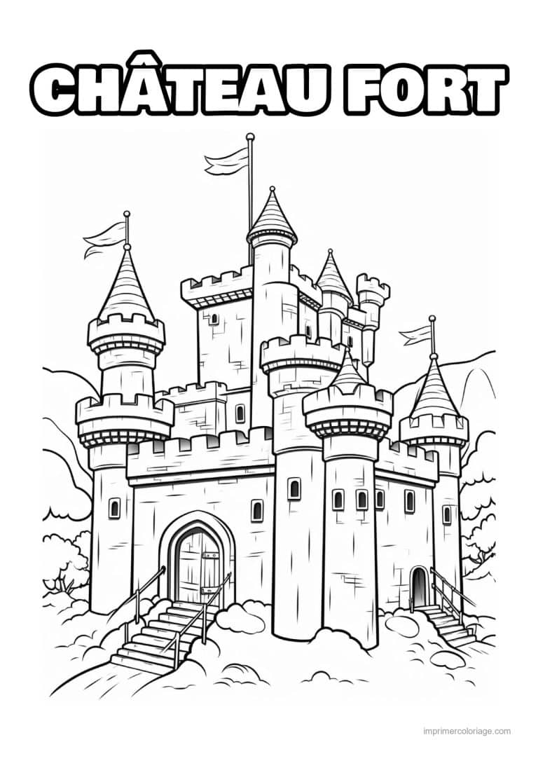 coloriage chateau fort 06 - dessin gratuit &agrave; imprimer