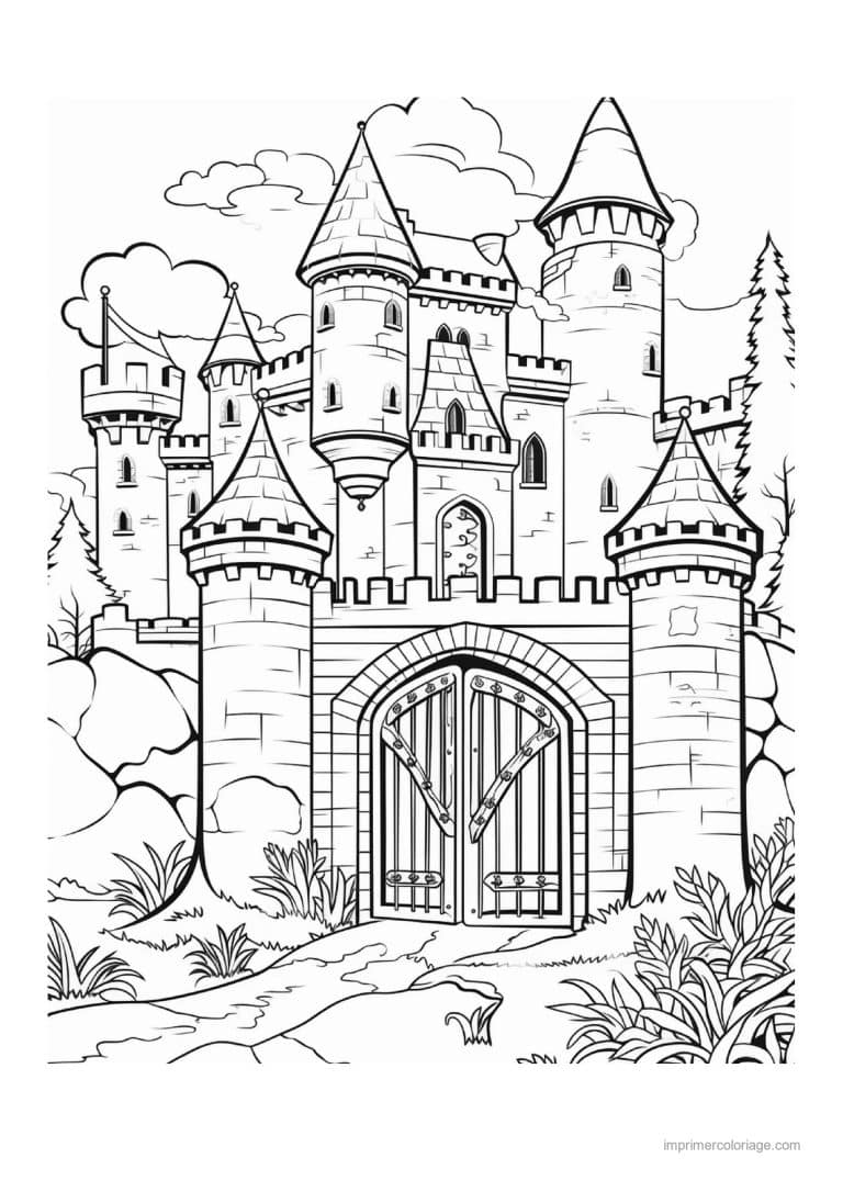 coloriage chateau fort 07 - dessin gratuit &agrave; imprimer