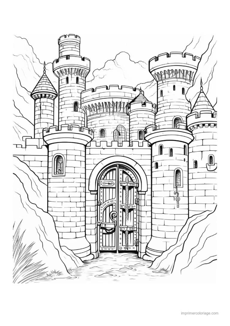 coloriage chateau fort 09 - dessin gratuit &agrave; imprimer