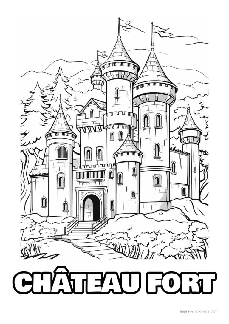 coloriage chateau fort 10 - dessin gratuit &agrave; imprimer