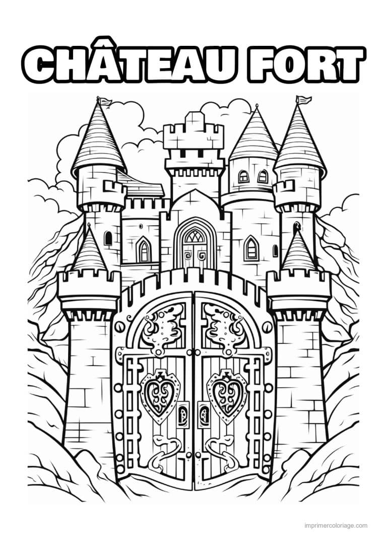 coloriage chateau fort 14 - dessin gratuit &agrave; imprimer