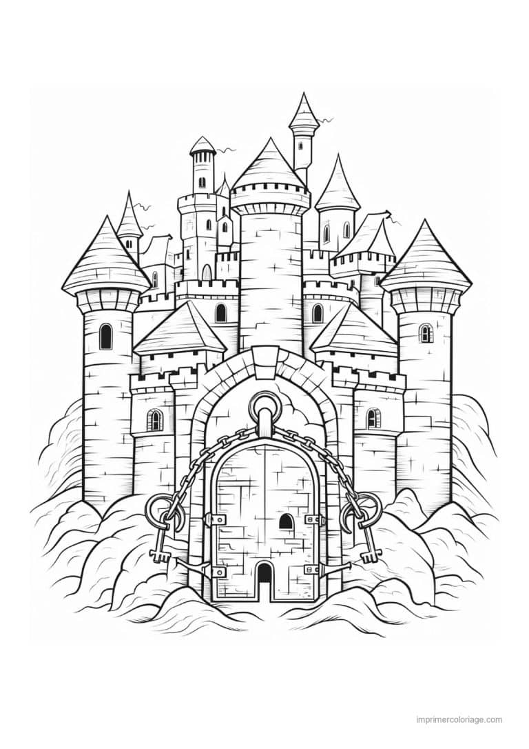 coloriage chateau fort 16 - dessin gratuit &agrave; imprimer