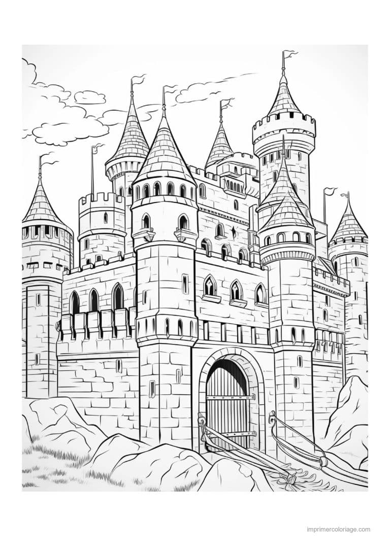 coloriage chateau fort 17 - dessin gratuit &agrave; imprimer