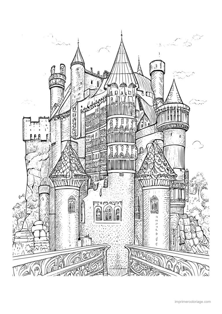 coloriage chateau fort medieval 12 - dessin gratuit &agrave; imprimer