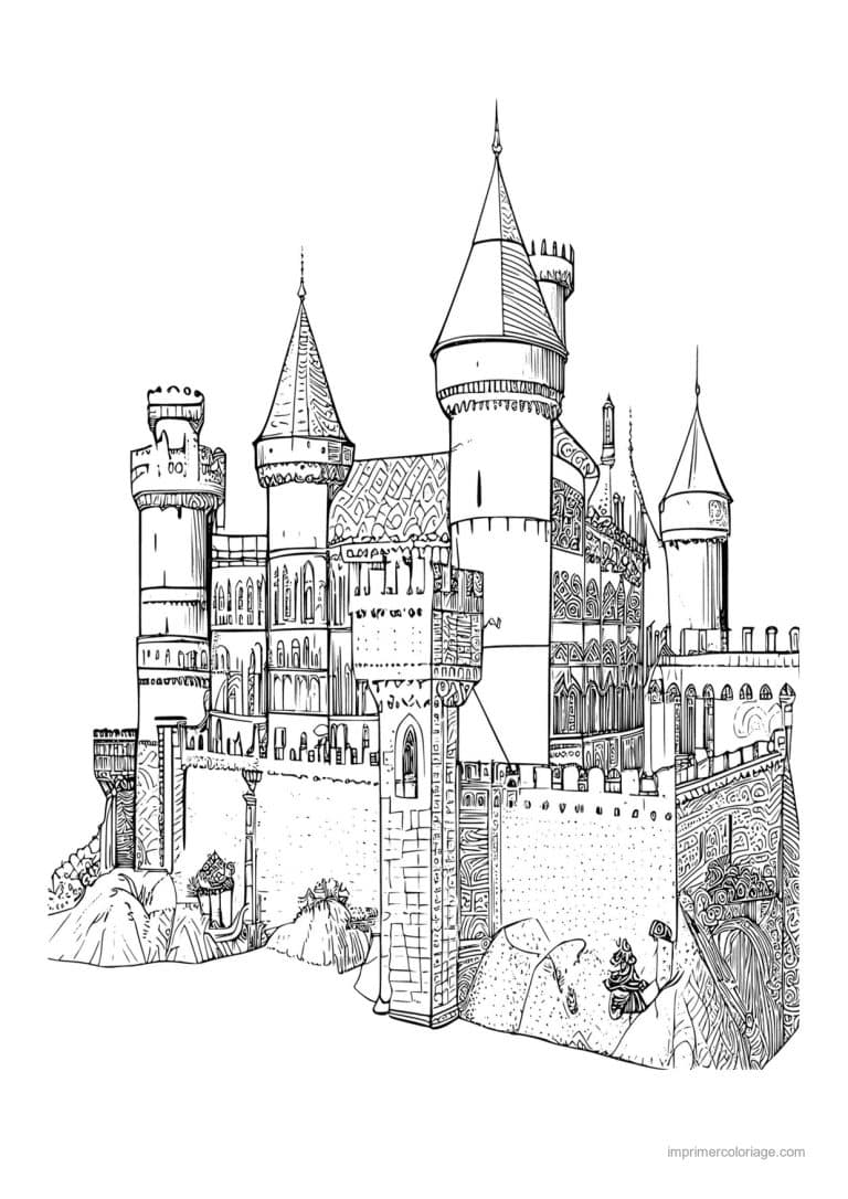 coloriage chateau fort medieval 15 - dessin gratuit &agrave; imprimer