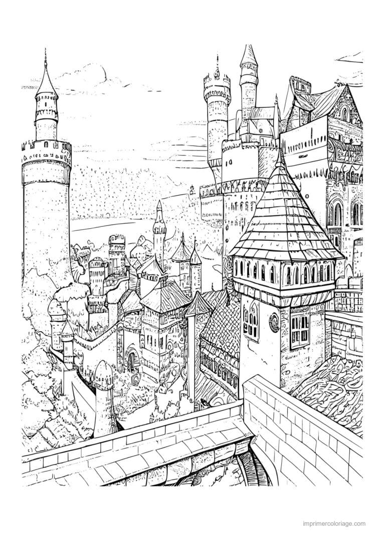 coloriage chateau fort medieval 16 - dessin gratuit &agrave; imprimer