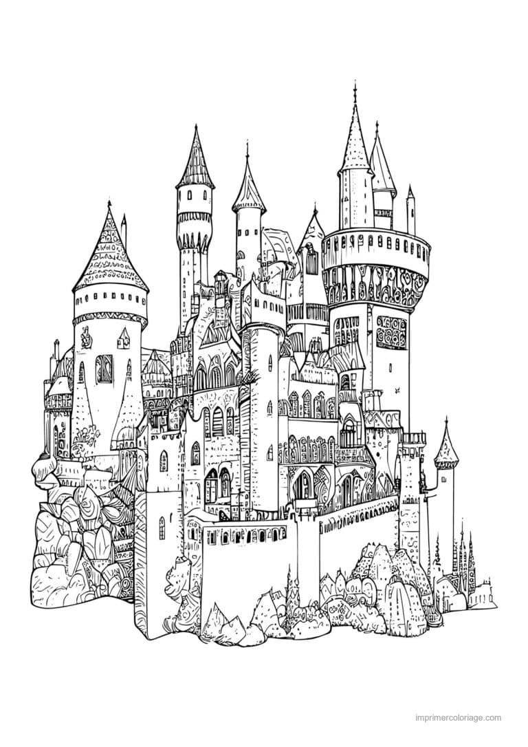 coloriage chateau fort medieval 18 - dessin gratuit &agrave; imprimer