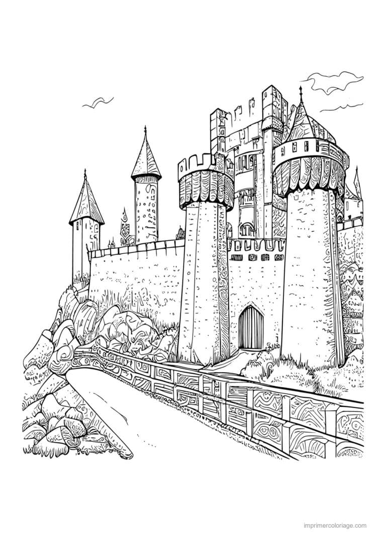 coloriage chateau fort medieval 24 - dessin gratuit &agrave; imprimer