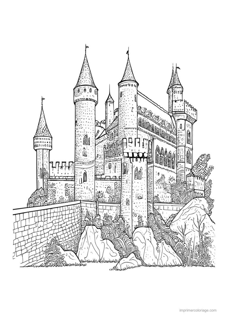 coloriage chateau fort medieval 25 - dessin gratuit &agrave; imprimer