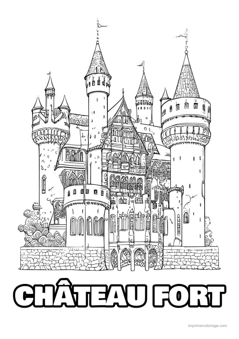coloriage chateau fort medieval 26 - dessin gratuit &agrave; imprimer