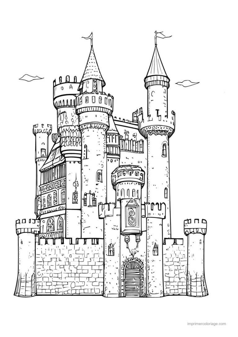 coloriage chateau fort medieval 27 - dessin gratuit &agrave; imprimer