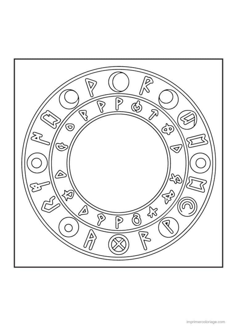 coloriage chaudron potion cercle de runes - dessin gratuit &agrave; imprimer