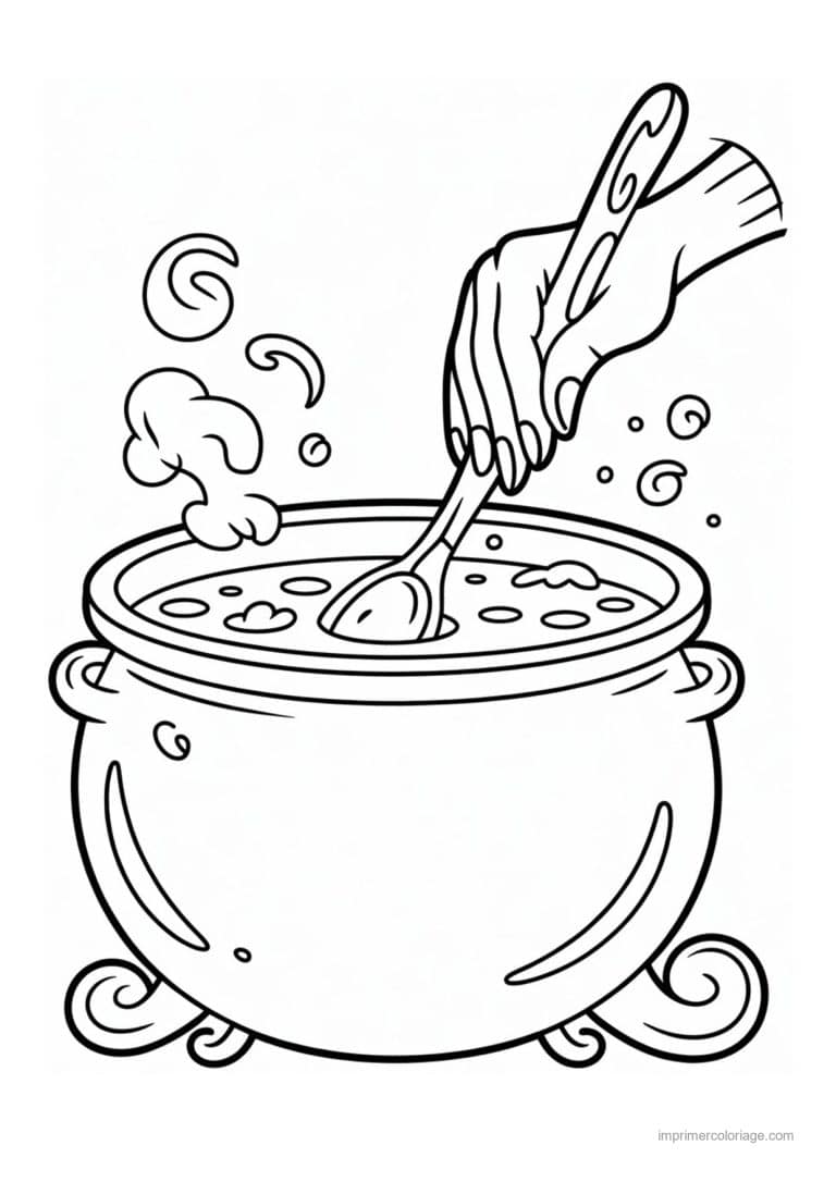 coloriage chaudron potion chaudron qui fume - dessin gratuit &agrave; imprimer