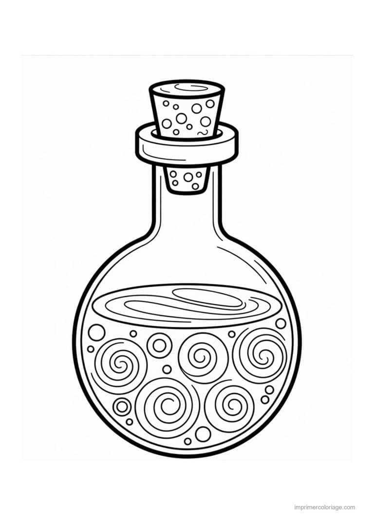 coloriage chaudron potion fiole de potion - dessin gratuit &agrave; imprimer