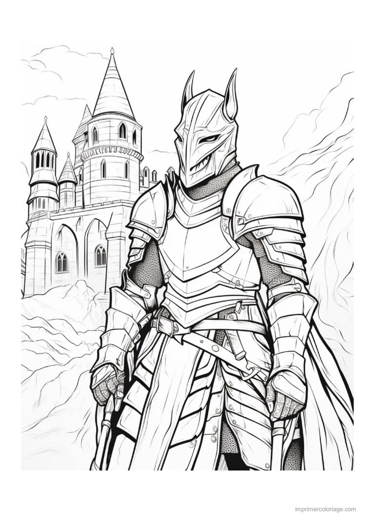 coloriage chevalier dragon 06 - dessin gratuit &agrave; imprimer