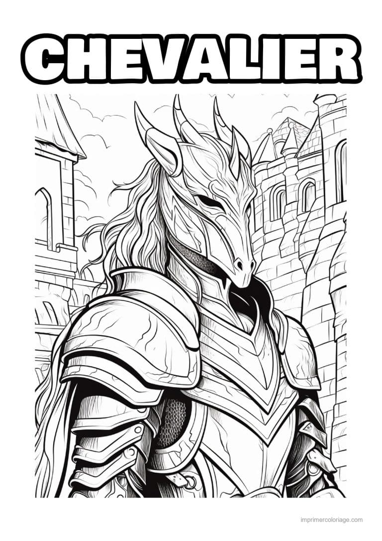 coloriage chevalier dragon 07 - dessin gratuit &agrave; imprimer