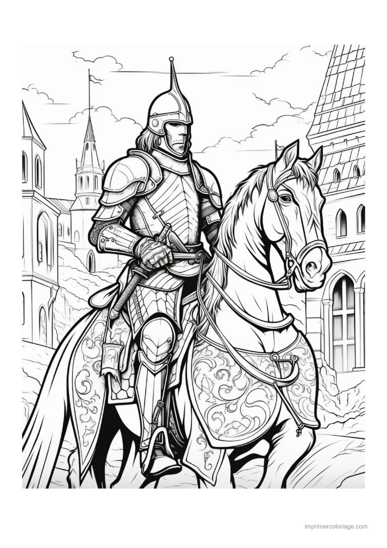 coloriage chevalier dragon 08 - dessin gratuit &agrave; imprimer