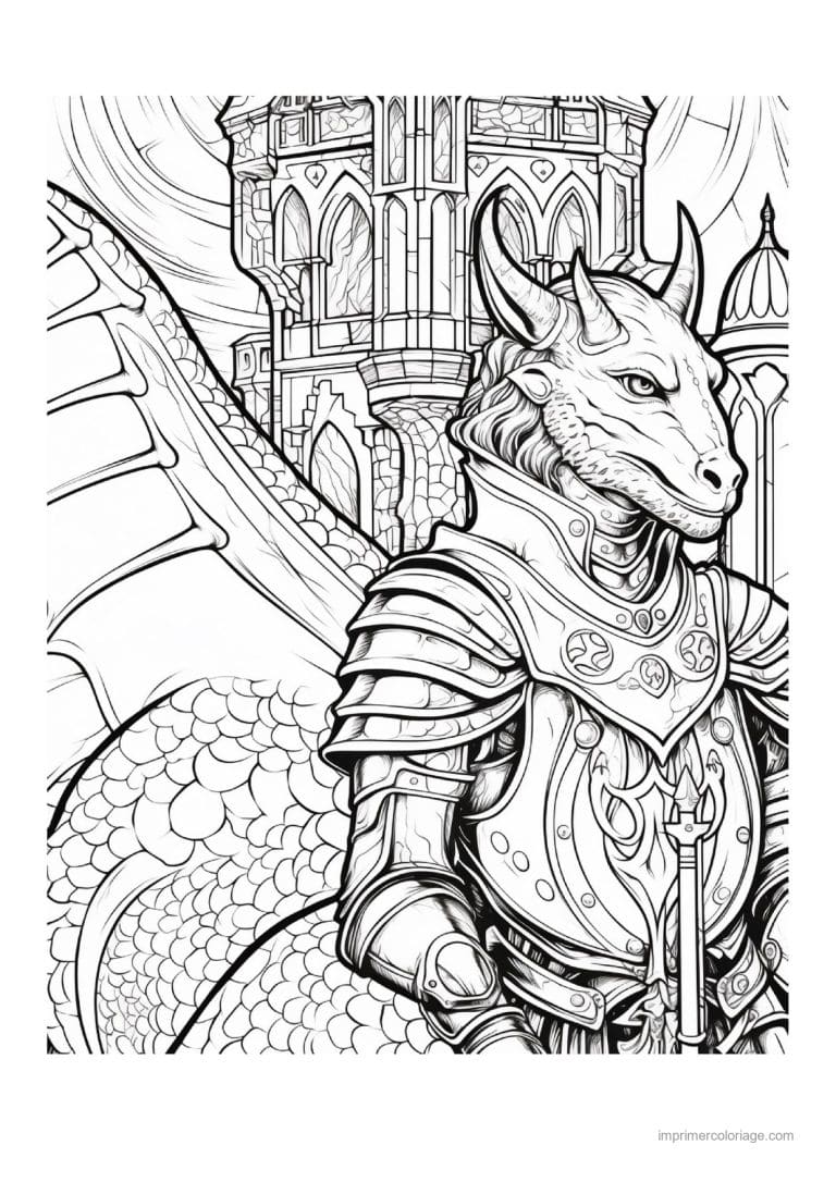 coloriage chevalier dragon 09 - dessin gratuit &agrave; imprimer