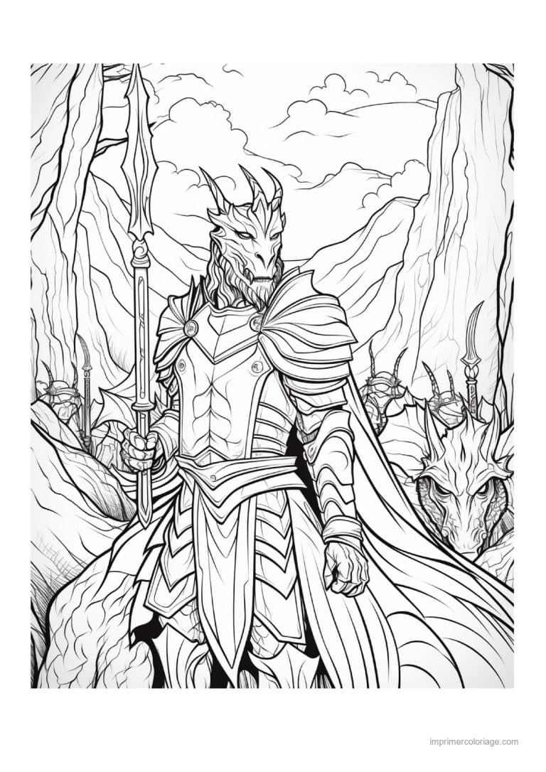 coloriage chevalier dragon 11 - dessin gratuit &agrave; imprimer