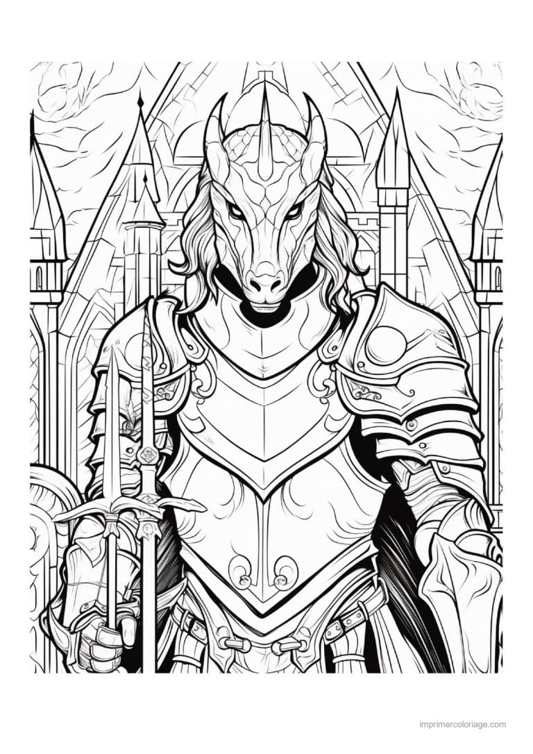coloriage chevalier dragon 20 - dessin gratuit &agrave; imprimer
