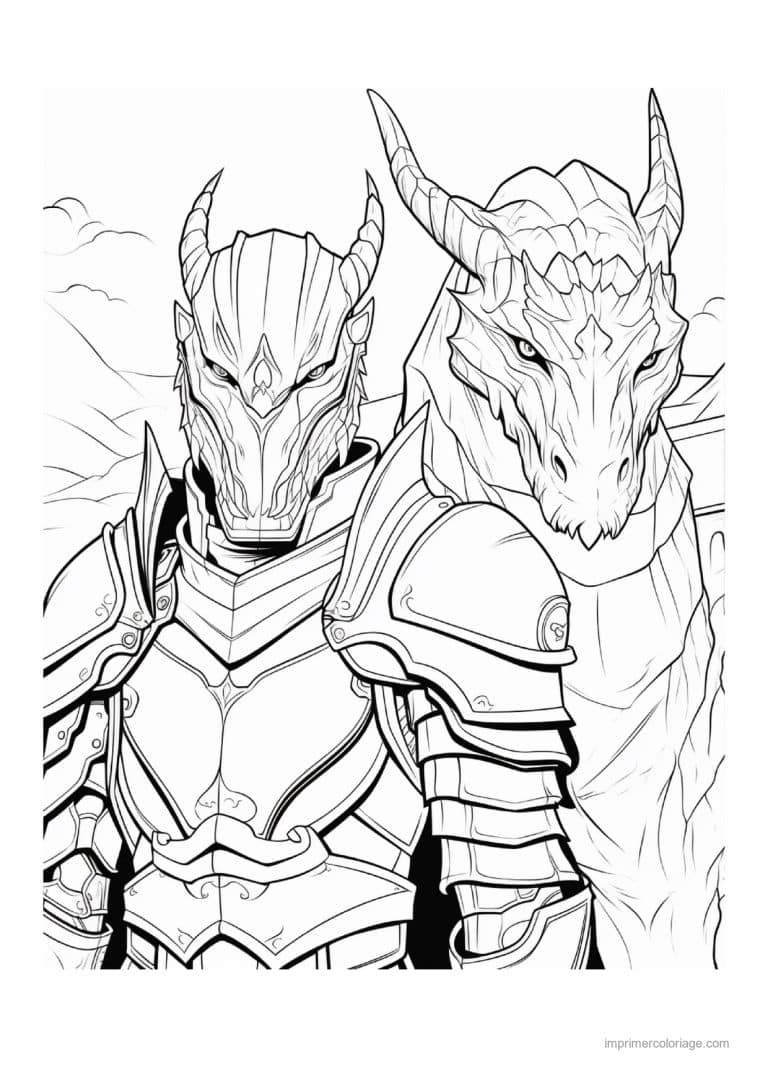 coloriage chevalier dragon 26 - dessin gratuit &agrave; imprimer