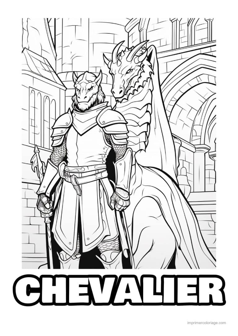 coloriage chevalier dragon 34 - dessin gratuit &agrave; imprimer