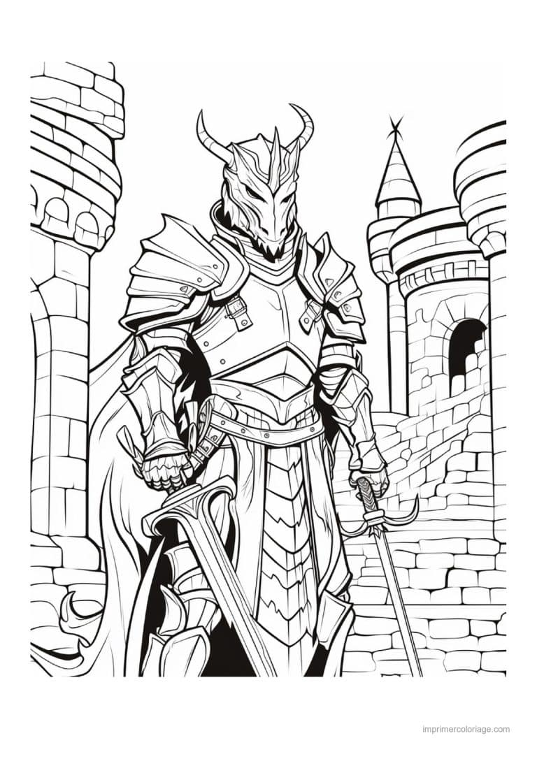 coloriage chevalier dragon 39 - dessin gratuit &agrave; imprimer