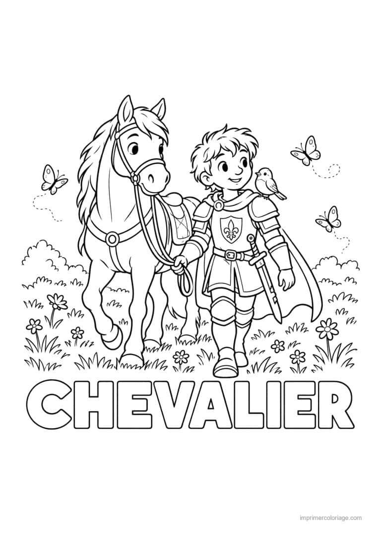 coloriage chevalier friend cheval rougegorge titre bas - dessin gratuit &agrave; imprimer