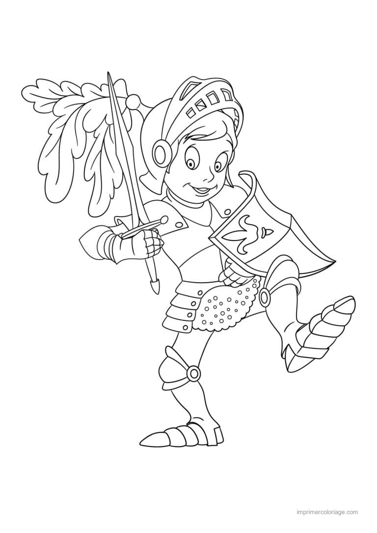 coloriage chevalier jeune chevalier - dessin gratuit &agrave; imprimer