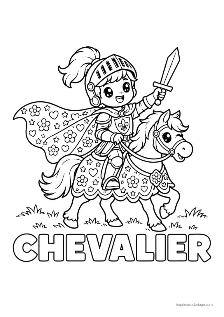 coloriage chevalier pattern cheval motifs fleurs titre bas - dessin gratuit &agrave; imprimer