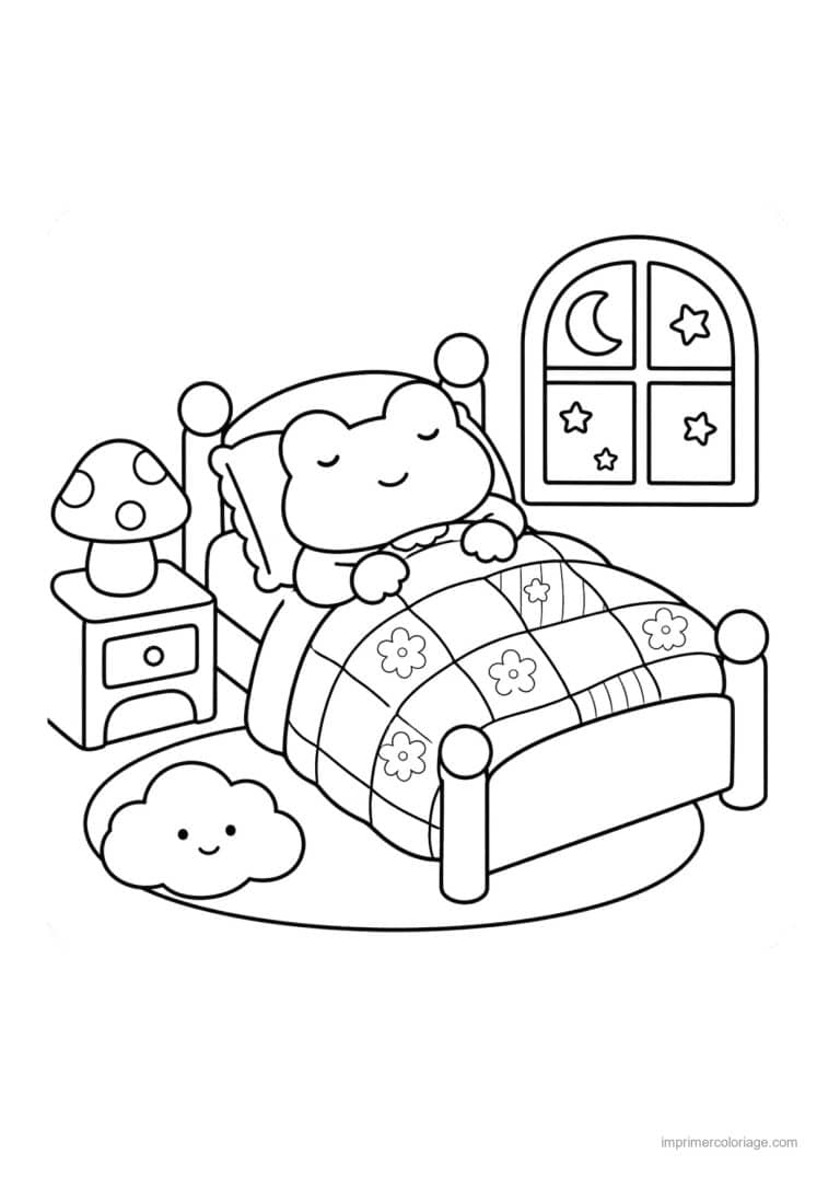 coloriage cozy petit singe endormi sous la couette - dessin gratuit &agrave; imprimer