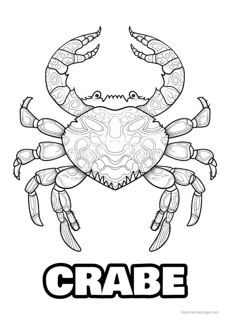 coloriage crabe carapace marbree - dessin gratuit &agrave; imprimer
