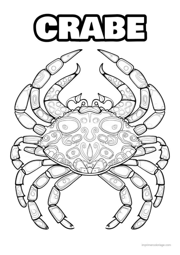 coloriage crabe carapace zentangle symetrique - dessin gratuit &agrave; imprimer