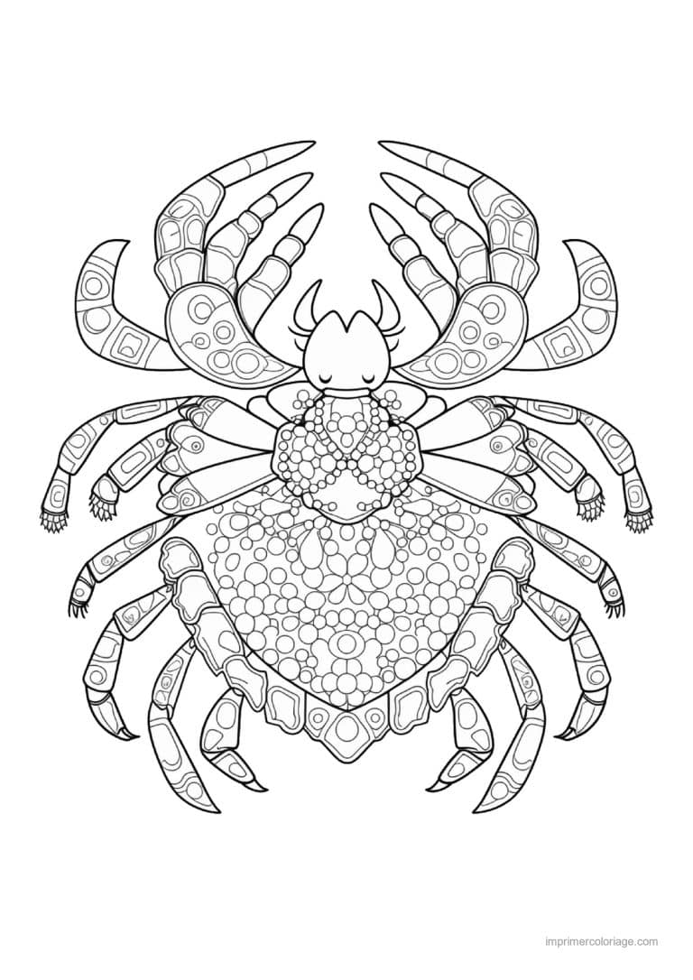 coloriage crabe corps perle motifs ronds - dessin gratuit &agrave; imprimer