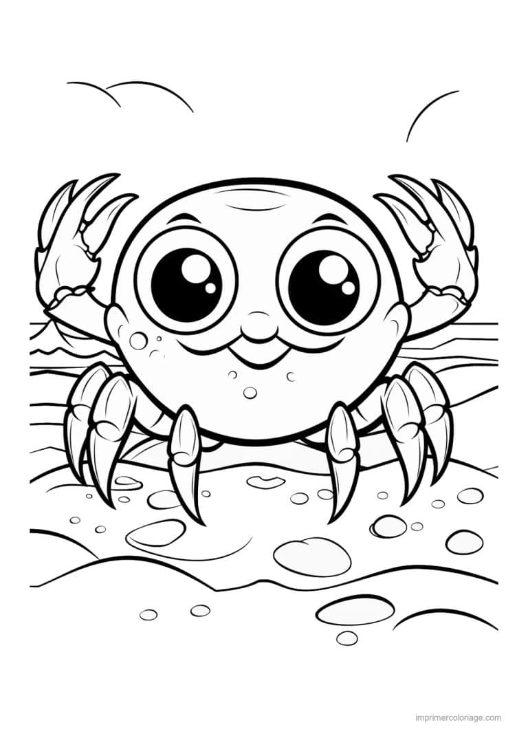 coloriage crabe enormes yeux sur la greve - dessin gratuit &agrave; imprimer