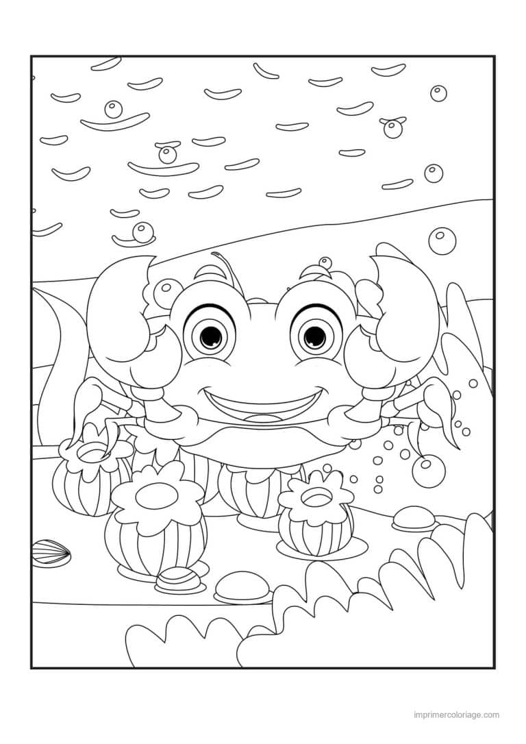 coloriage crabe grand sourire fond marin pale - dessin gratuit &agrave; imprimer