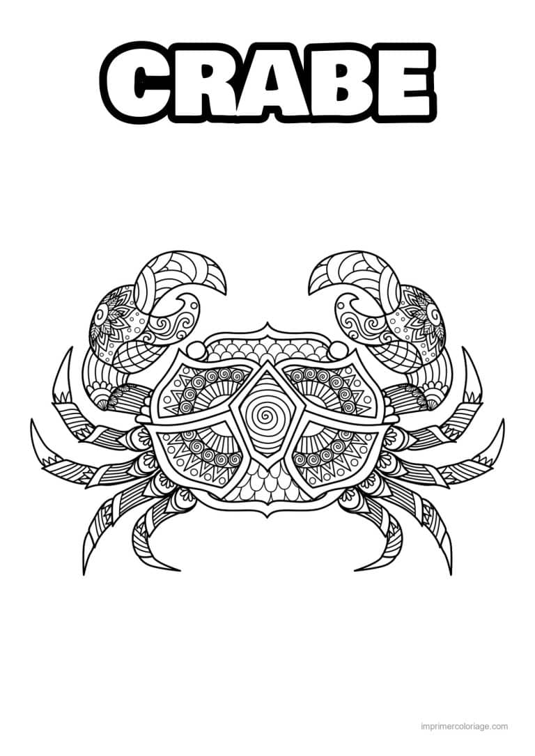coloriage crabe motifs geometriques mandala - dessin gratuit &agrave; imprimer